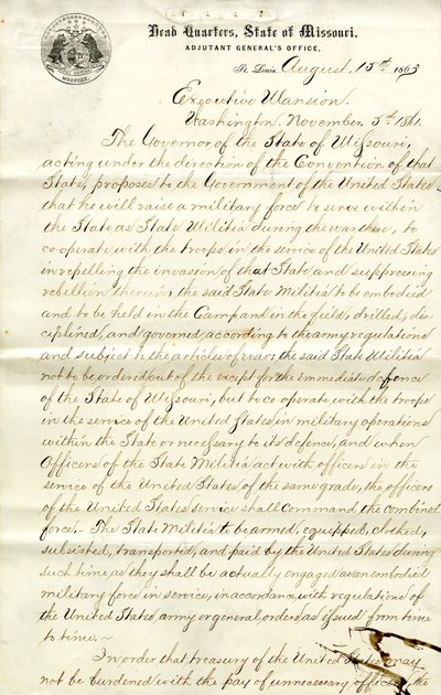 Regarding Raising and Enlisting Militia Within Missouri and Cooperation with U.S. Forces by Hamilton Rowan Gamble